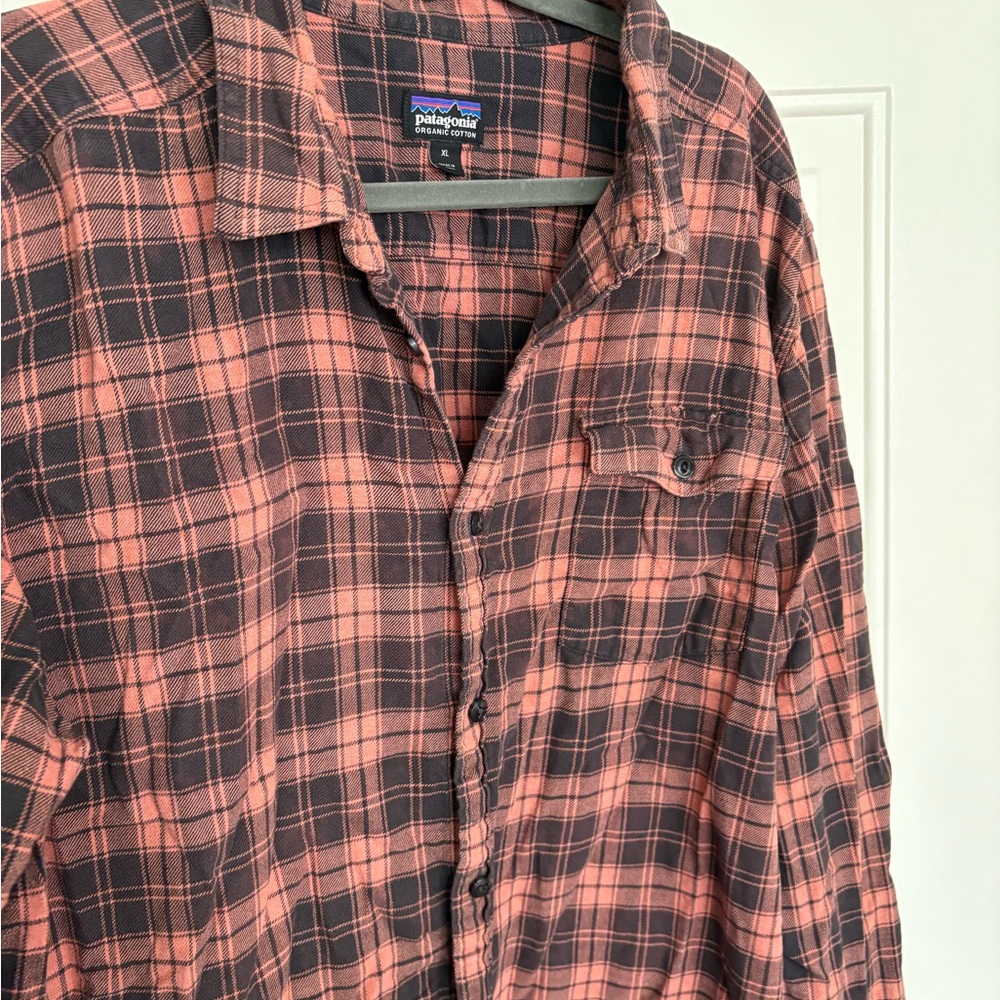 Patagonia Pink and Black Casual Button Down Shirt